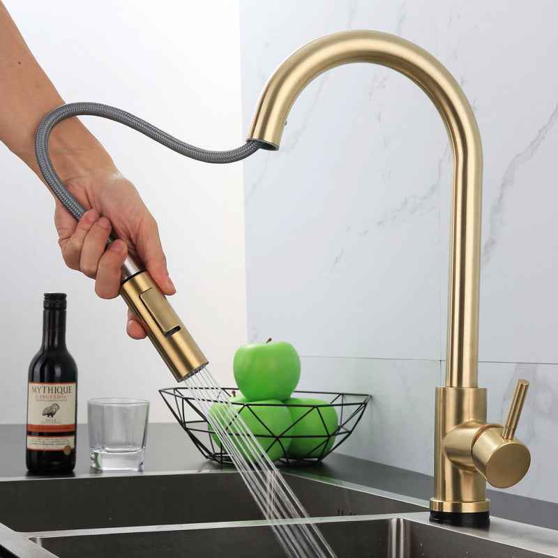 Itti Pull-Down Kitchen Faucet - - black brushed silver gold pull down silver