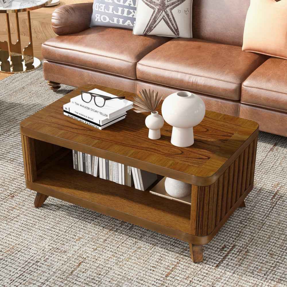 Assimus Farmhouse Wooden Center Table | Walnut - Default - tables