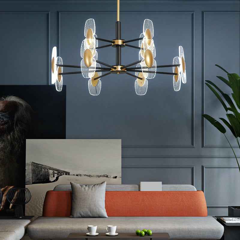 Dilut Chandelier Light Fixture - 12 Heads - black Chandelier gold