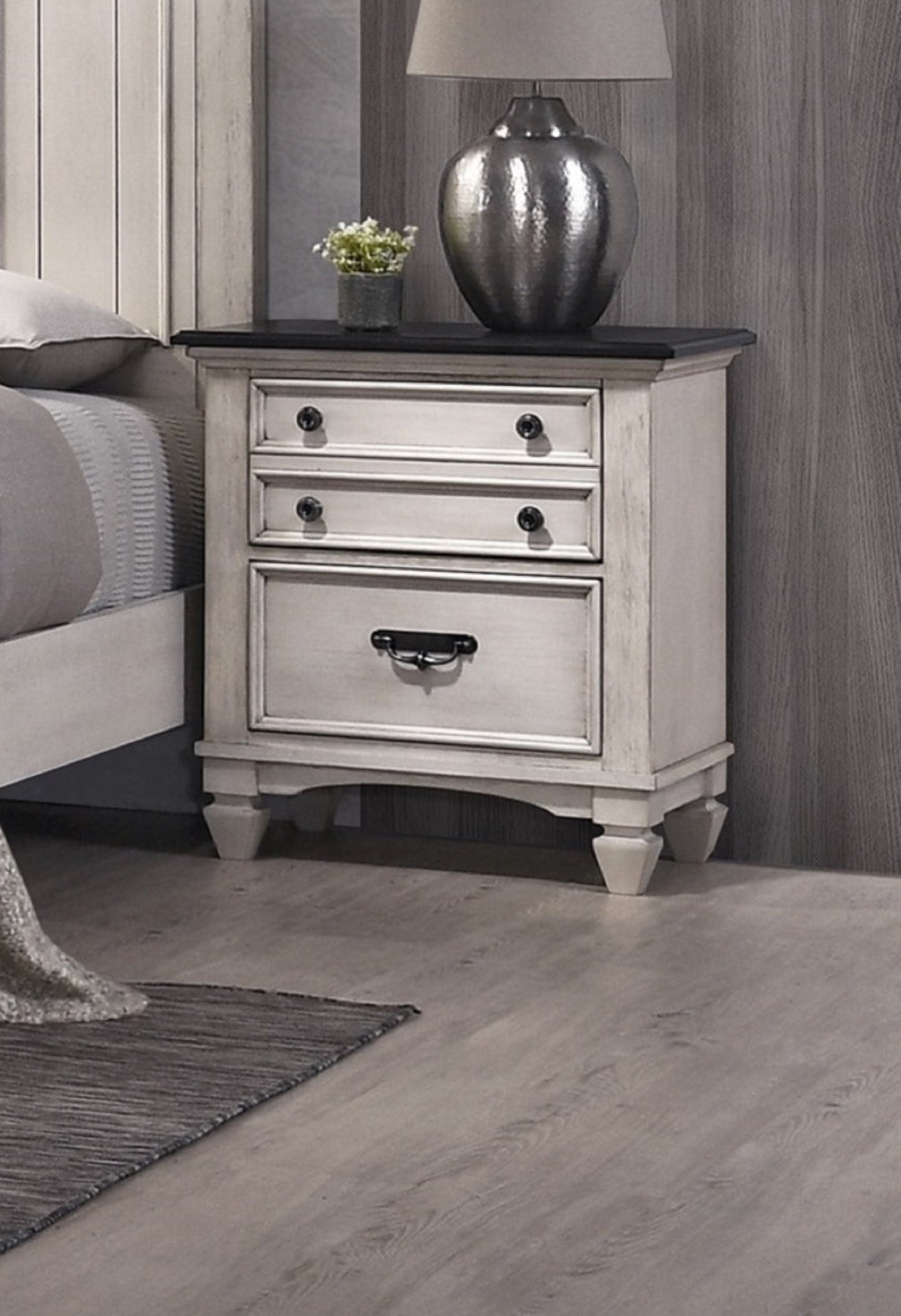 Profortas Vintage Nightstand | Antique White - Default - nightstand