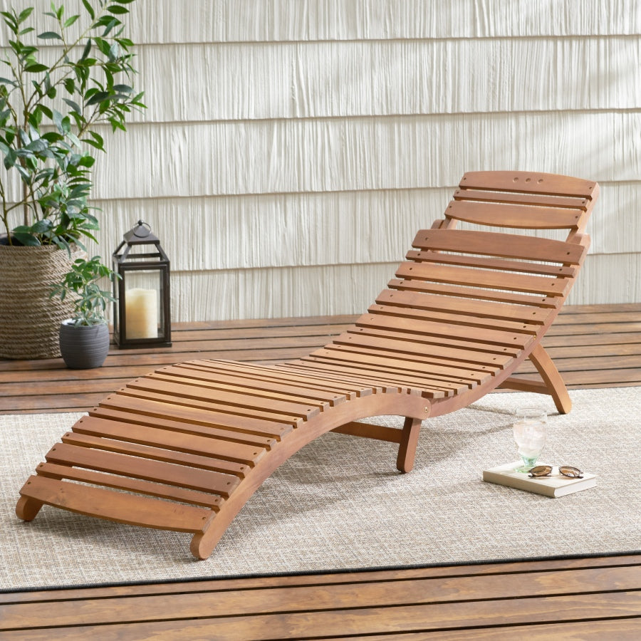 Lahaina Foldable Outdoor Chaise Lounge | Brown - Default - garden furnishing
