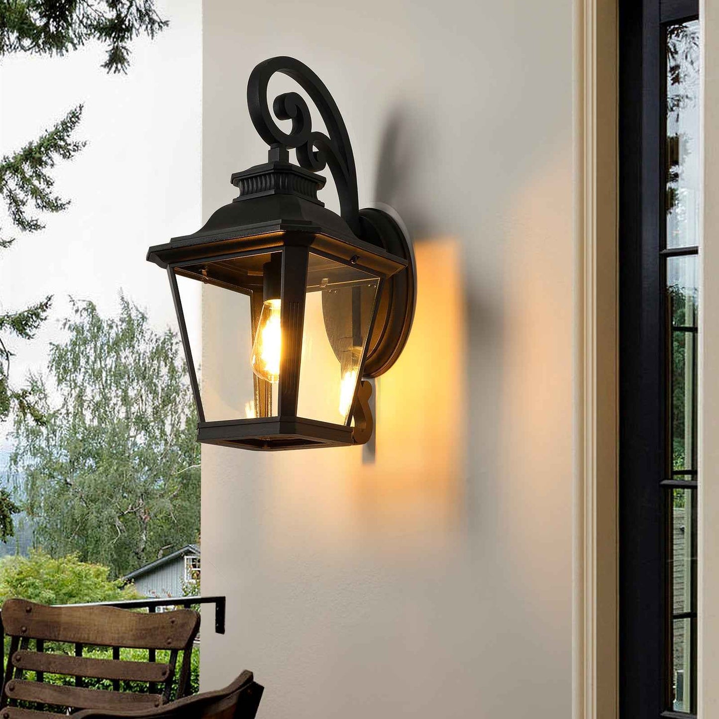 Antiam Vintage Outdoor Wall Lantern Light Fixture | Black - Default - garden
