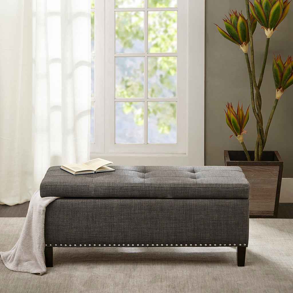 Doribe Bedroom Storage Bench | Charcoal - - bench grey