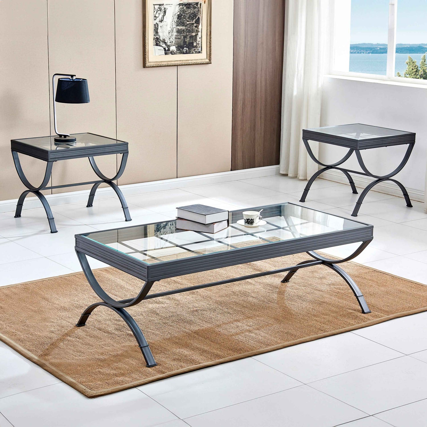 Bolnor 3-Piece Table Set | Silver & Glass - Default - tables