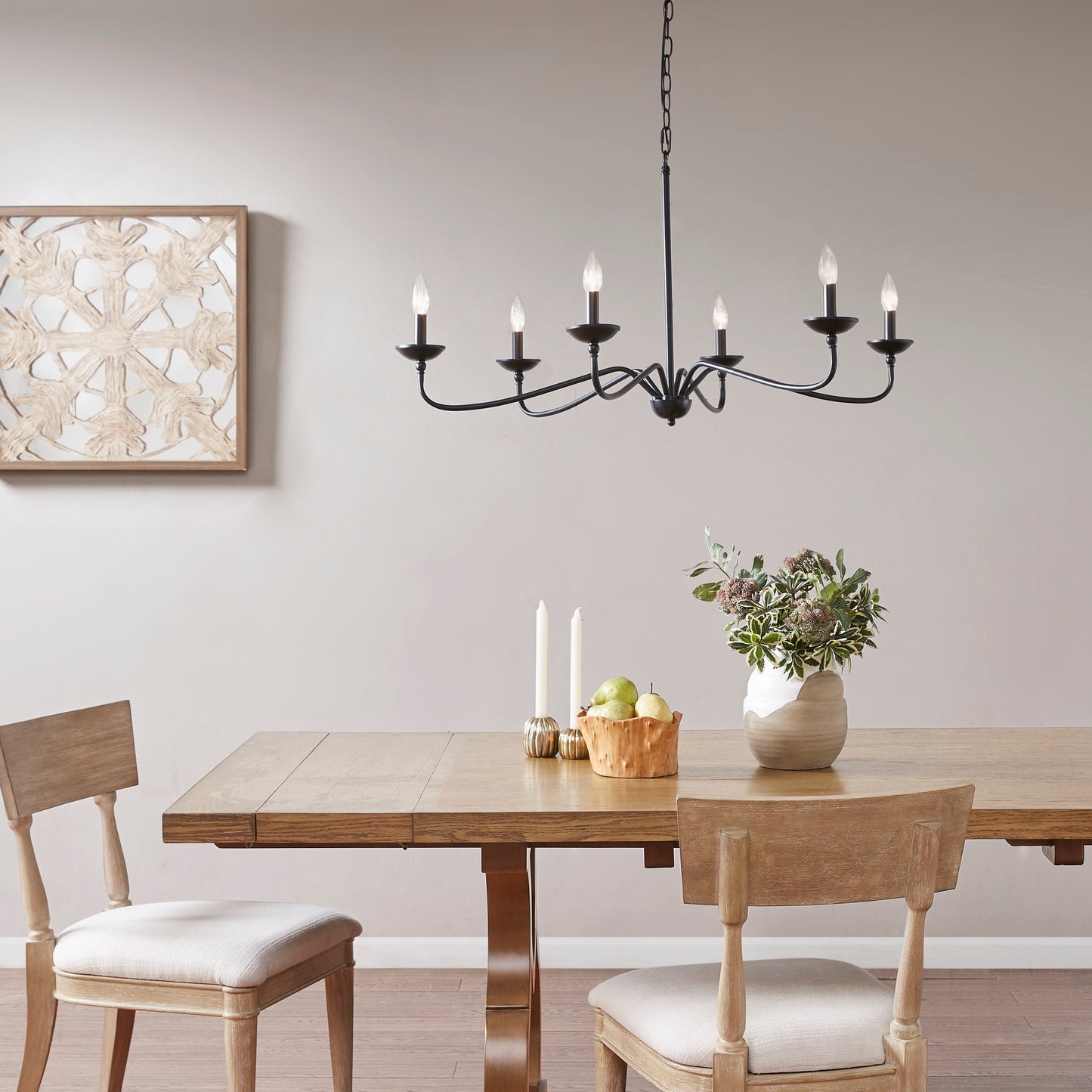 Neboca 6-Light Industrial Metal Chandelier | Black - Default - chandeliers