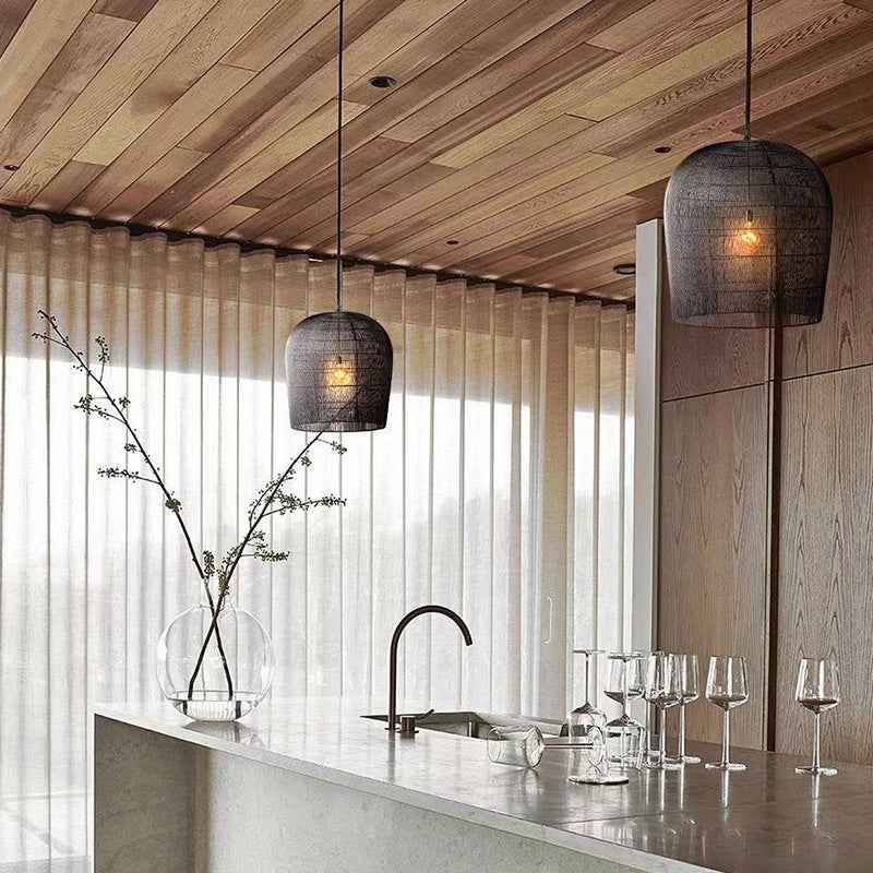 Cetella Pendant Light Fixture - Black 31cm - black off white Pendant