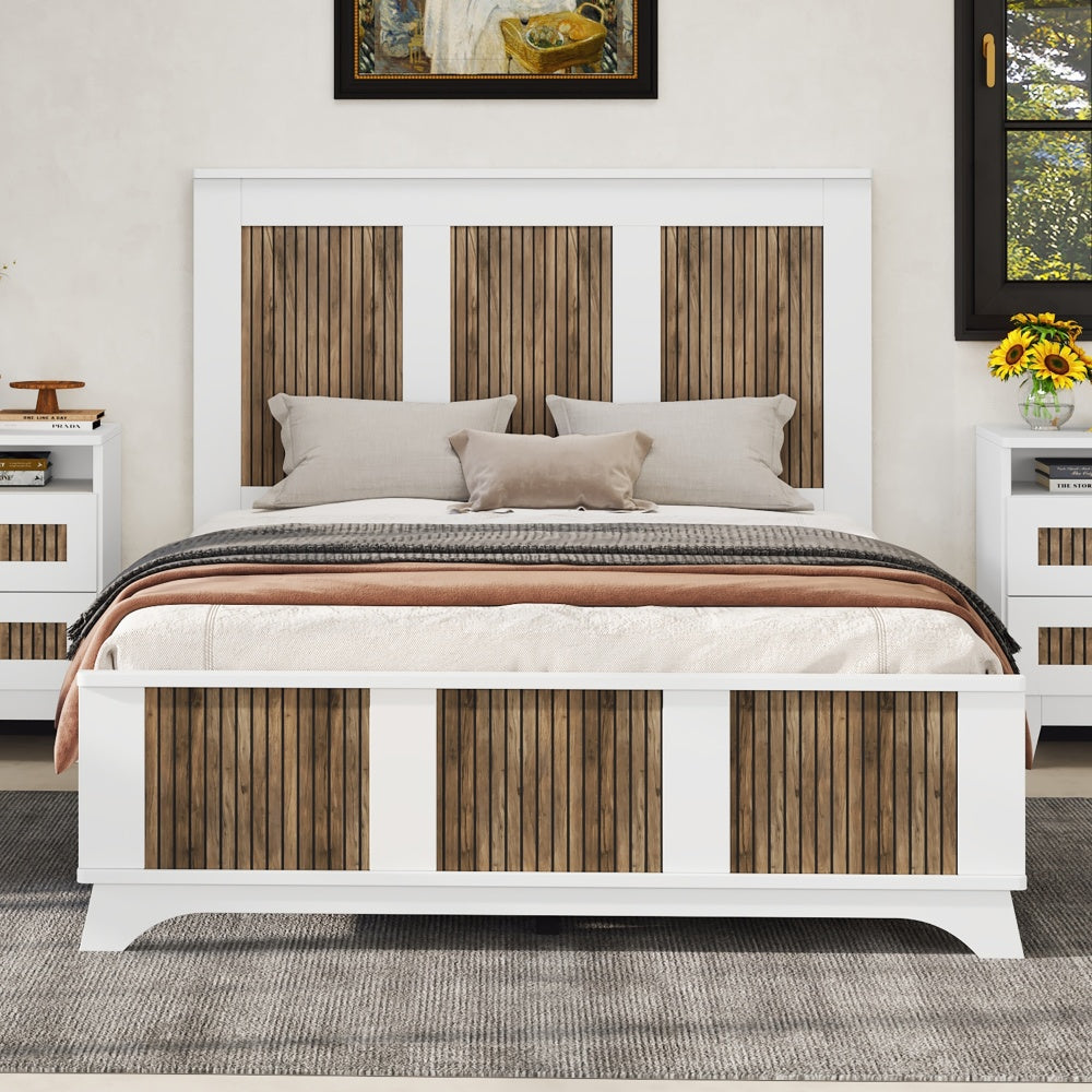 Mehliri Farmhouse Wooden Full Size Bed | White - Default - beds