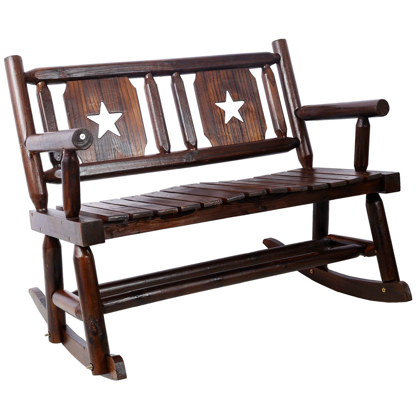 Felsor Wooden Rocking Bench | Rustic Brown - Default - garden furnishing