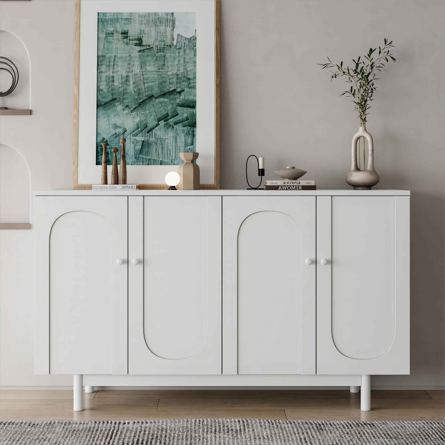 Cimurita Stylish Storage Cabinet | White - - cabinet white wood