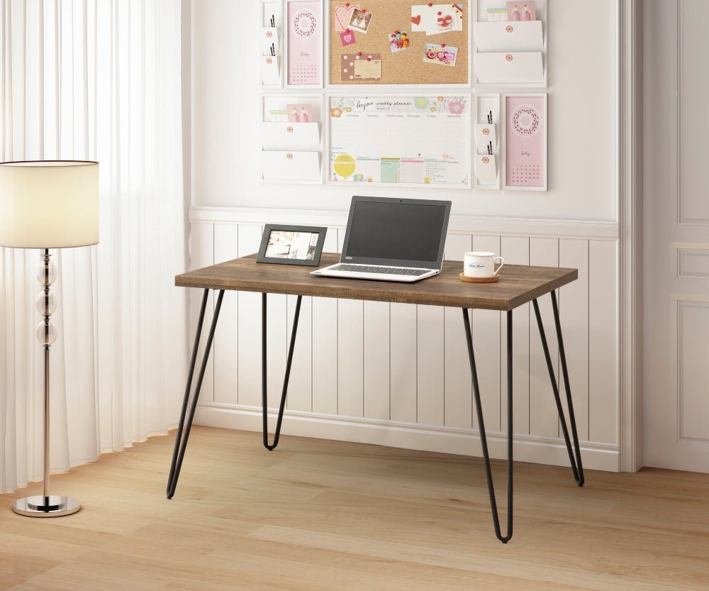 Ynceor Rustic Office Desk | Taupe - - black desk office taupe
