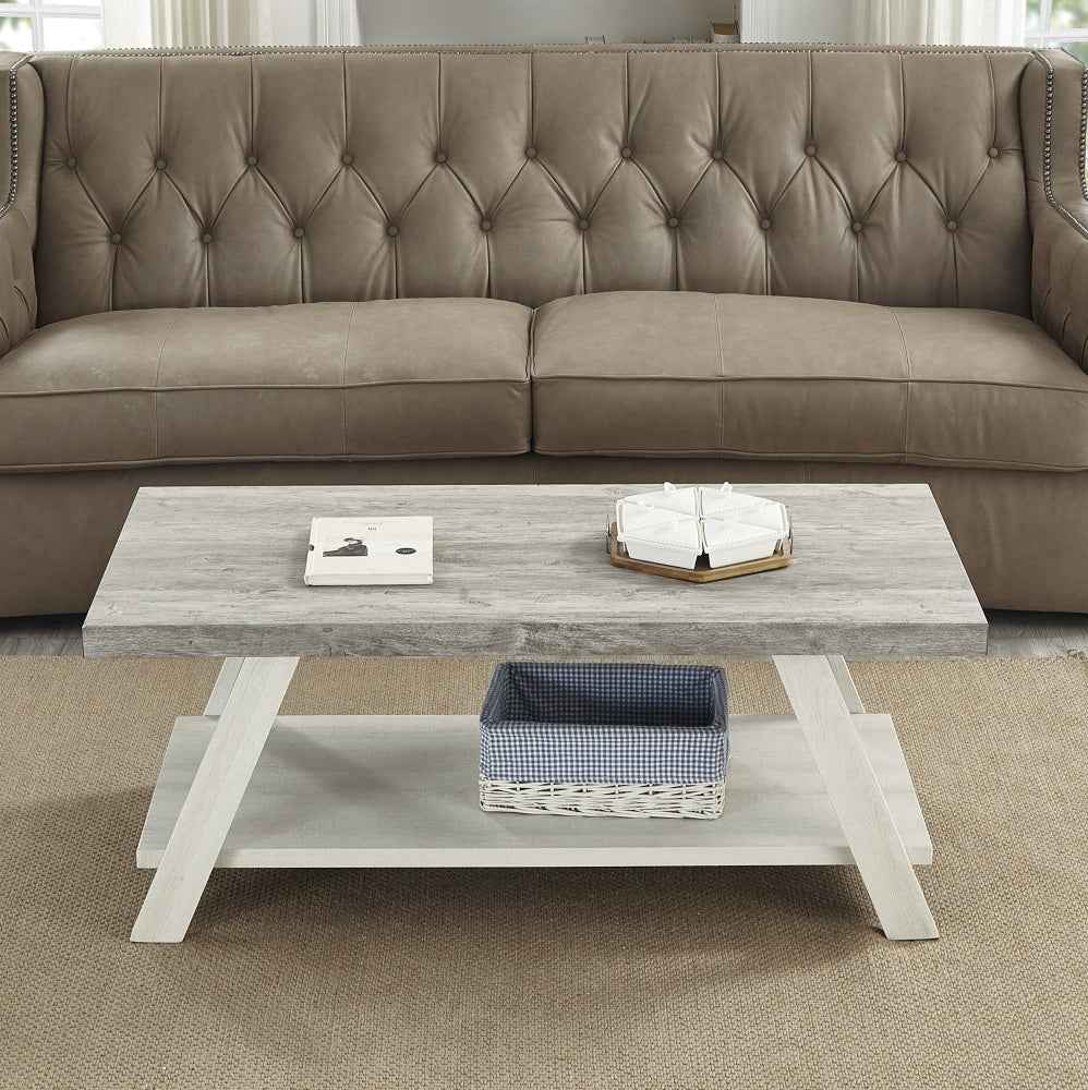 Athens Modern Coffee Table | Weathered Gray & Beige - Default - tables Wood