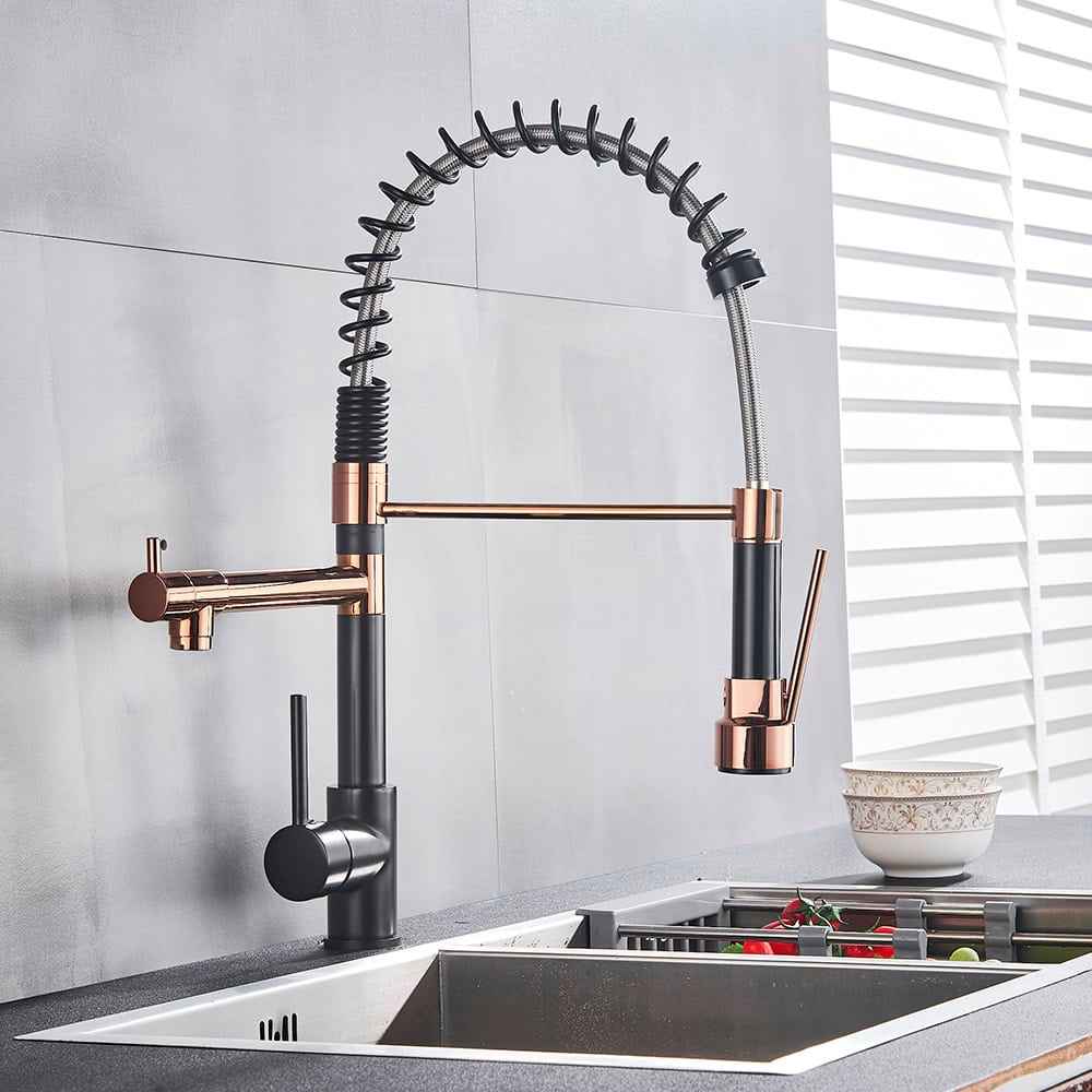 Zetri Single-Handle Kitchen Faucet - Black Rose Gold - black black rose gold rose gold silver white rose gold