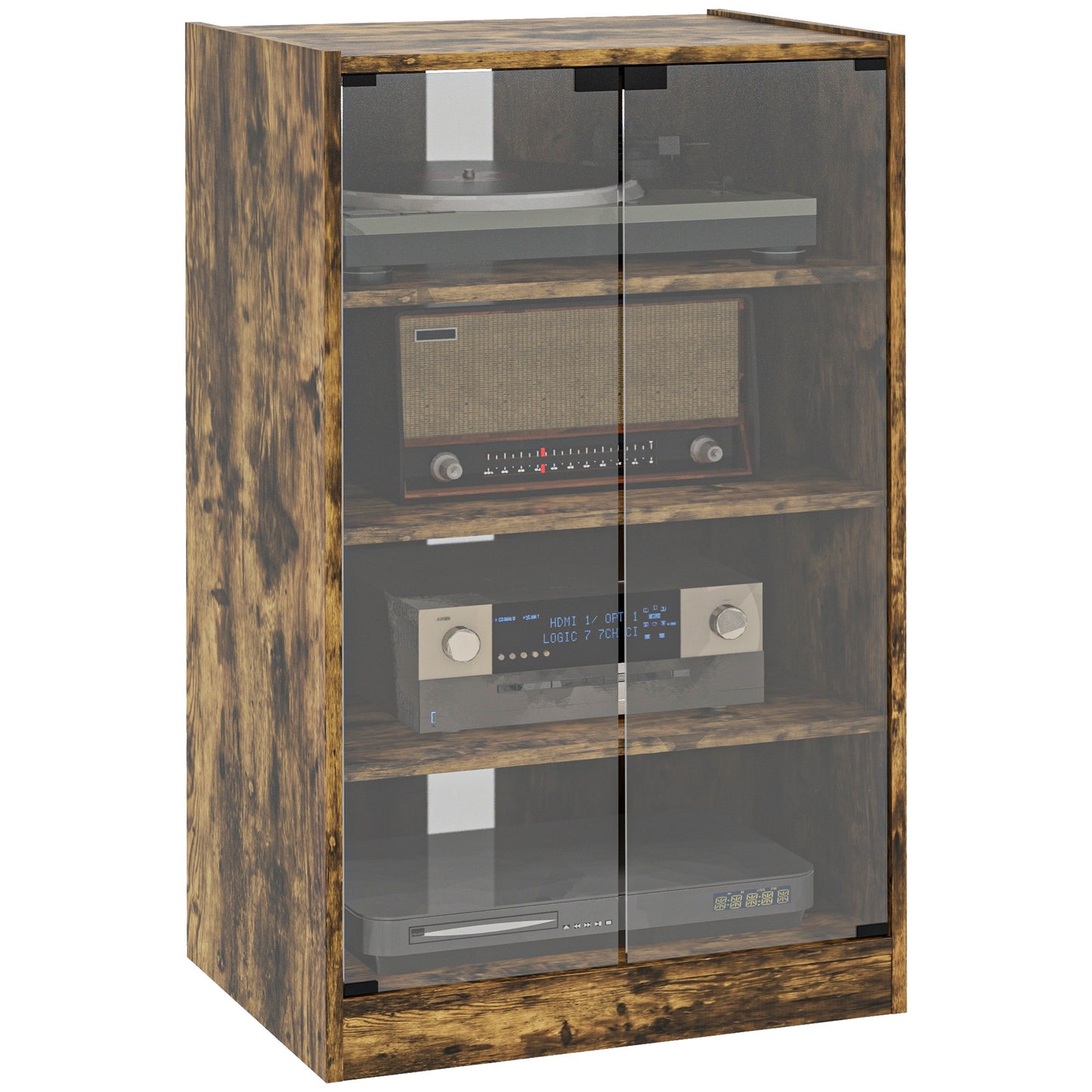 Serasild Media Cabinet | Rustic Brown - - brown cabinet wood