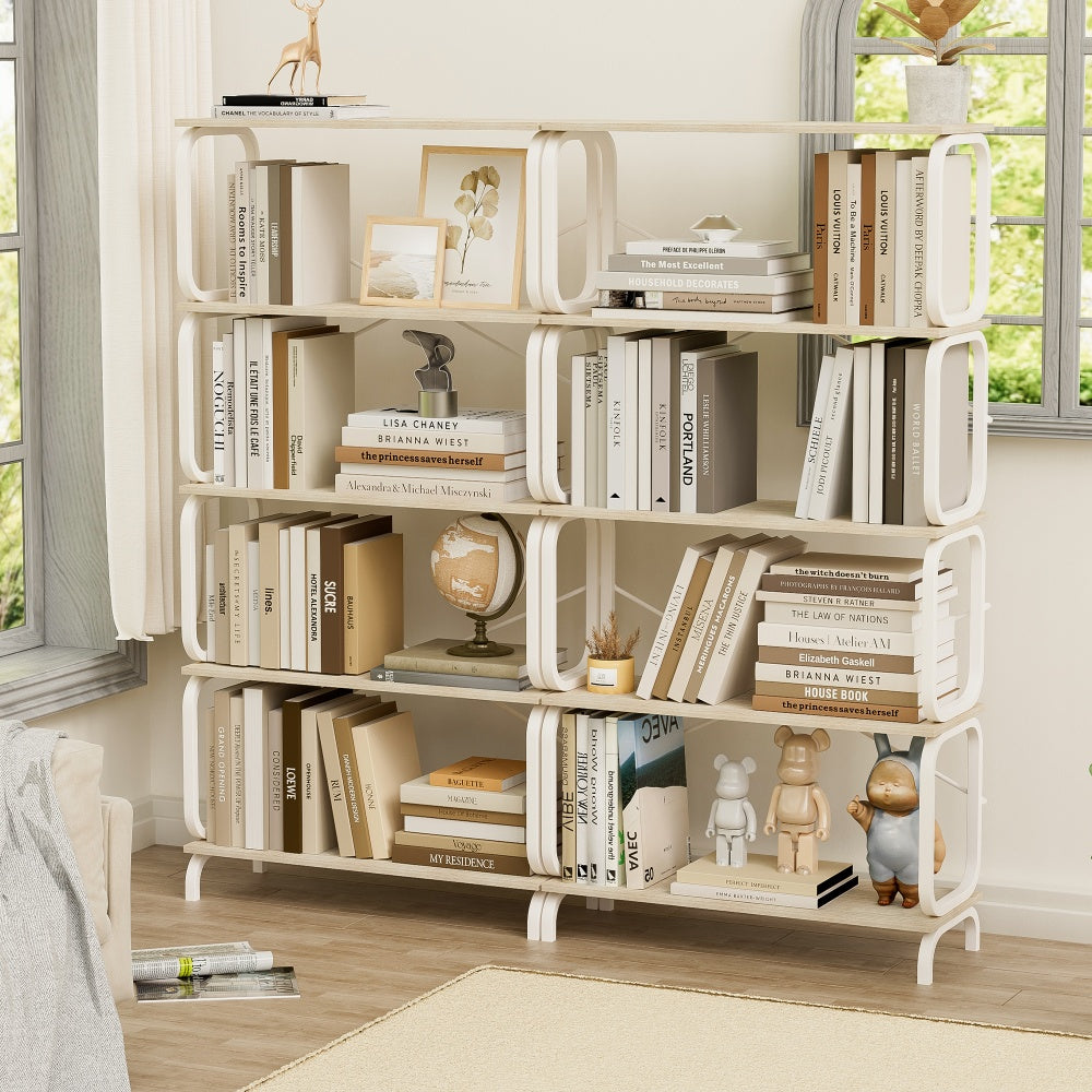 Raximus Industrial Bookcase | White - - bookcase steel white wood