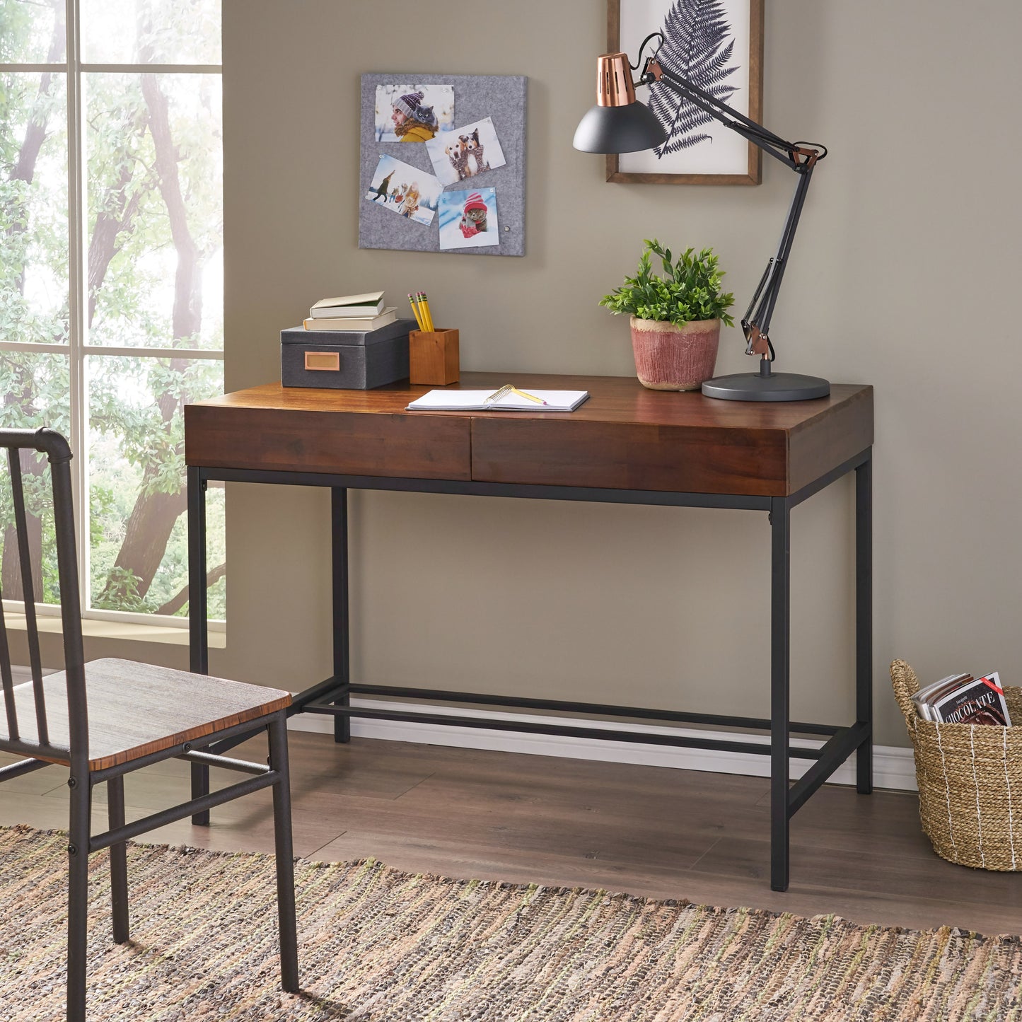 Unige Writing Desk | Dark Oak - - black brown dark oak desk office