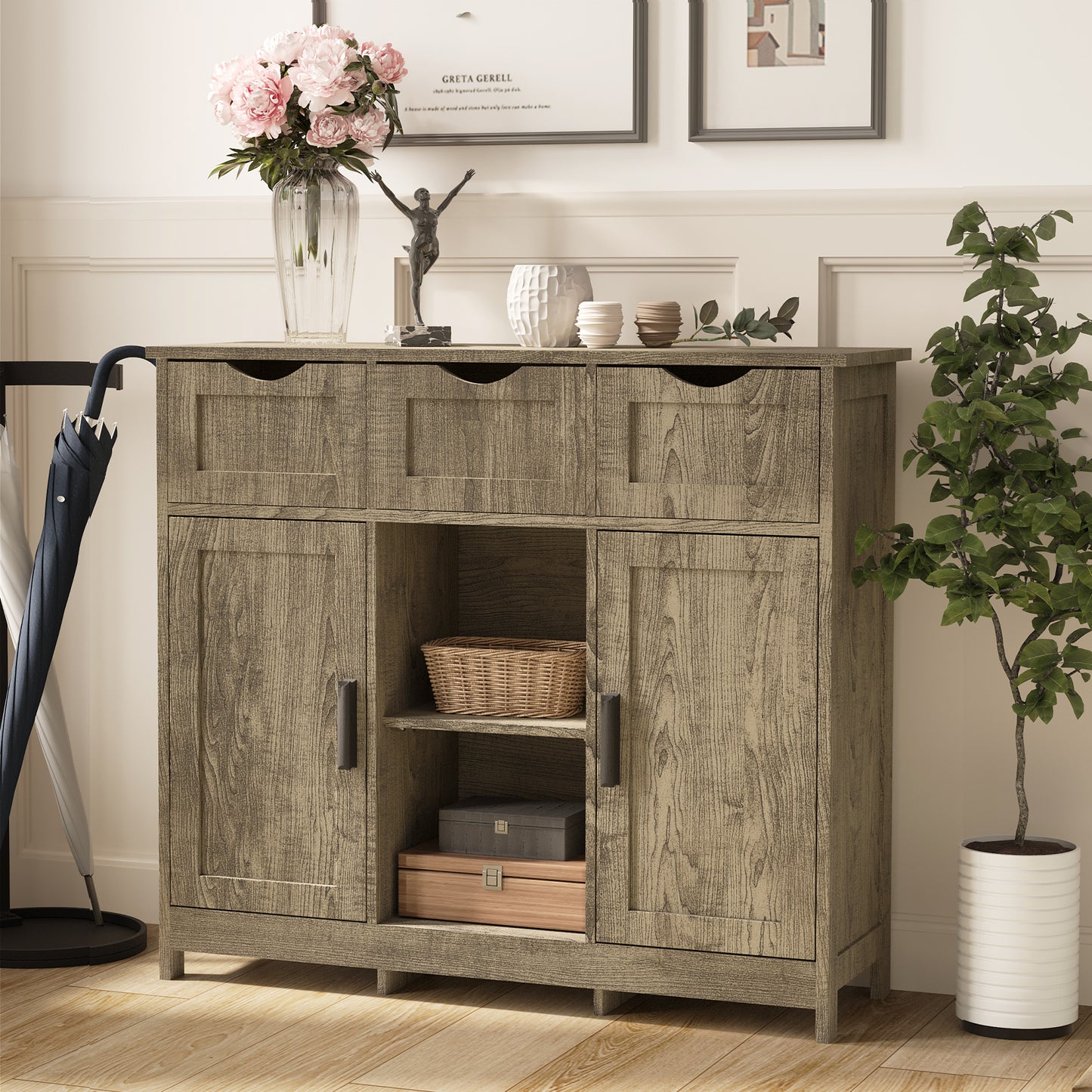 Xadare Storage Cabinets | Weathered Oak - - cabinet weathered oak wood