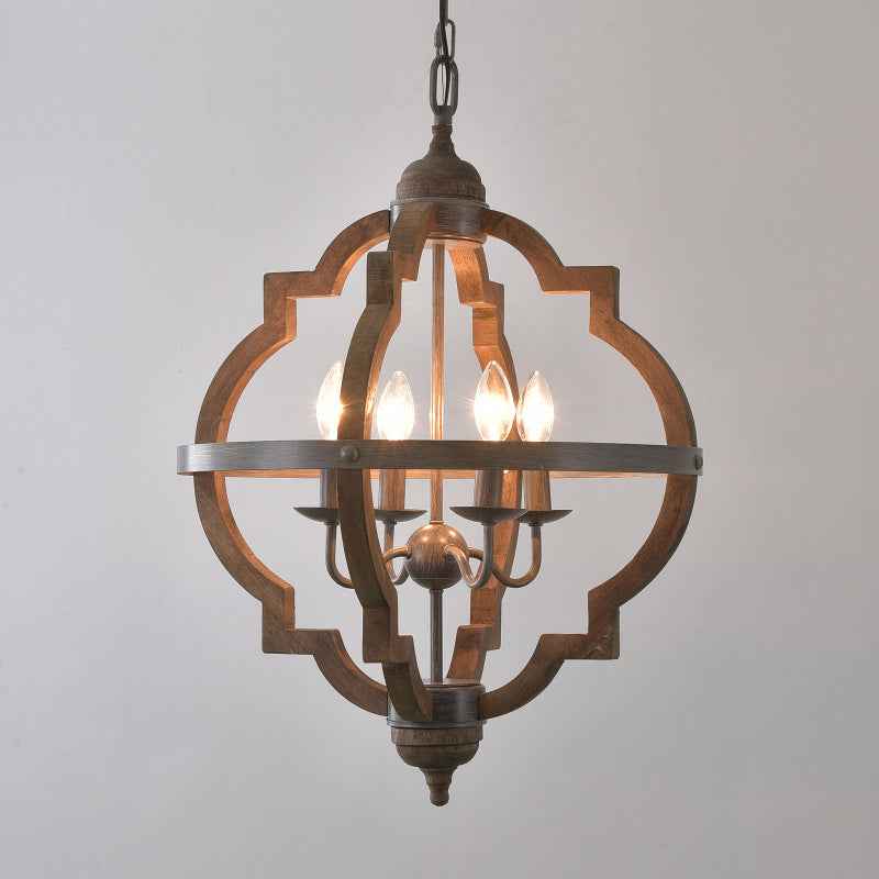 Nedraflo Chandelier Light Fixture - 4 Heads - brown Chandelier Wood