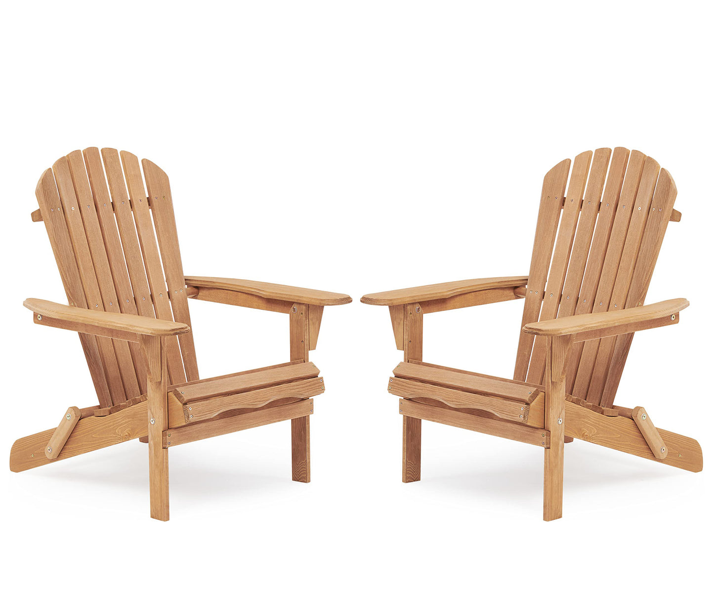 Mashza Outdoor Lounge Patio Chairs | Set of 2 Wood | Natural Brown - Default - garden furnishing