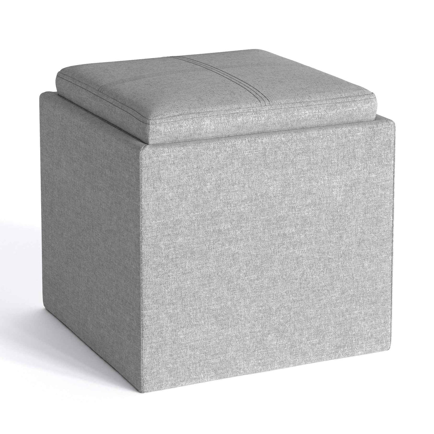 Fingota Small Cube Storage Ottoman | Tray Lid | Cloud Grey - Default - bench