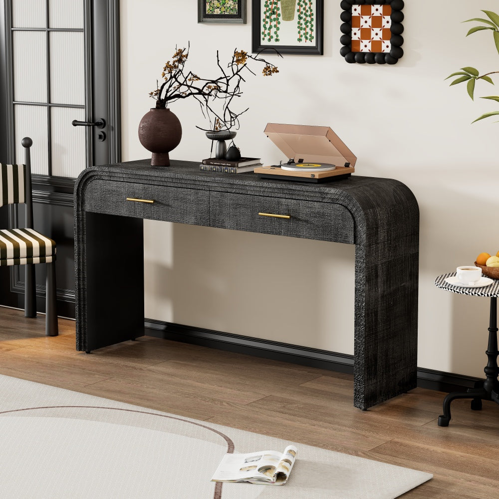 Trexum Retro Silhouette Console Table | Antique Black - Default - cabinet
