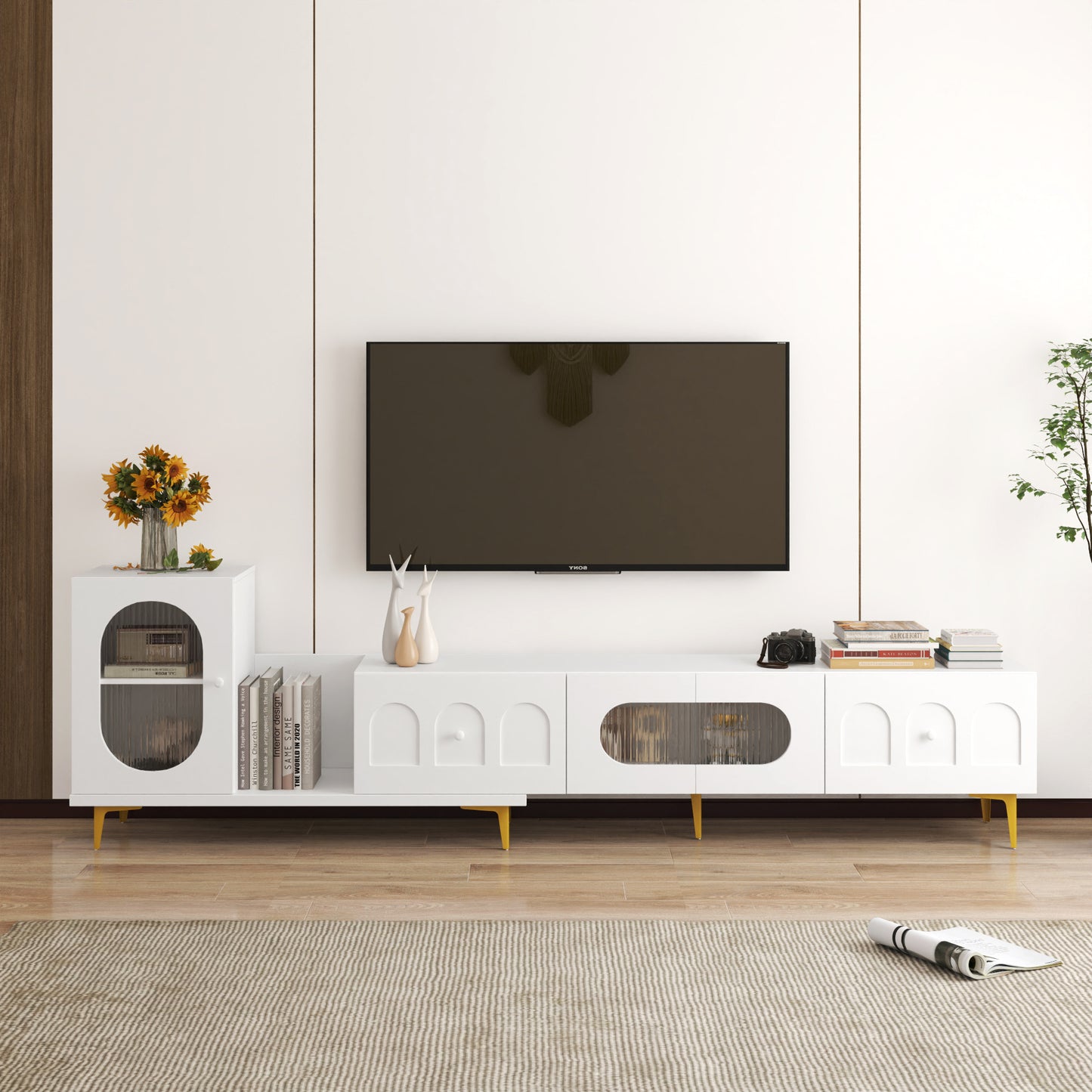 Pumoga Large TV Media Center Console | White - Default - tv console