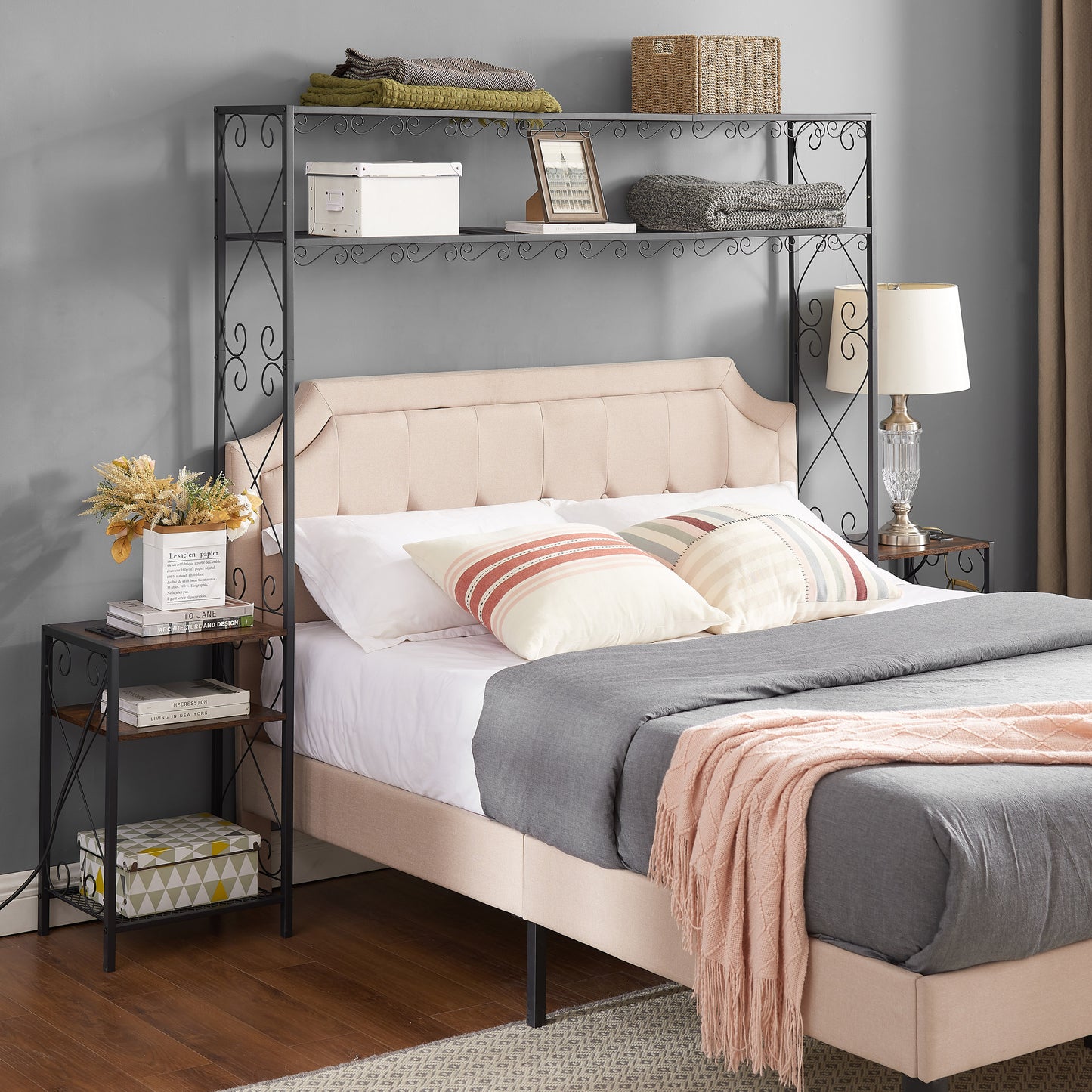 Vertum Queen Bed Frame | 2 Nightstands | Rustic Brown - Default - nightstand