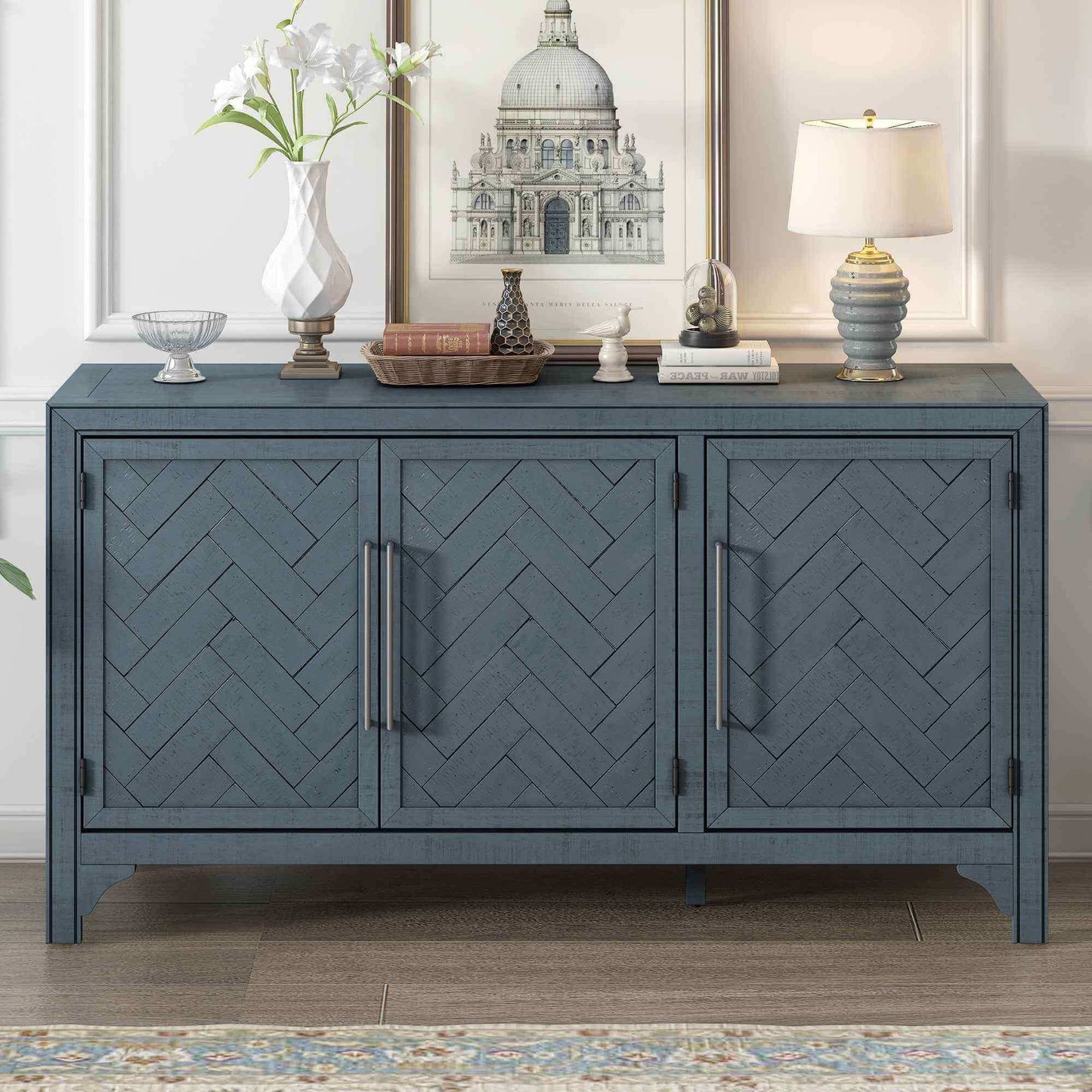 Navivo Storage Cabinet | Navy Blue - Default - blue cabinet Wood