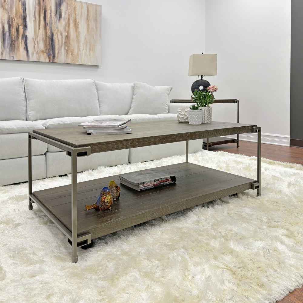 Corbeta Metal Frame Coffee Table | Casters | Taupe - Default - tables