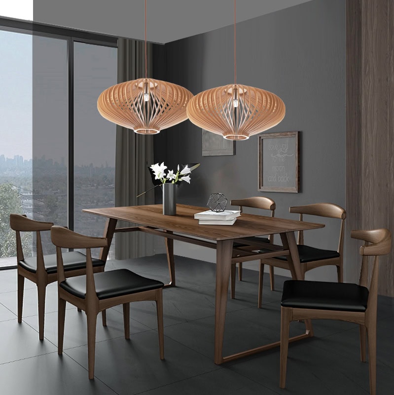 Quail Pendant Light Fixture - - brown Pendant Wood