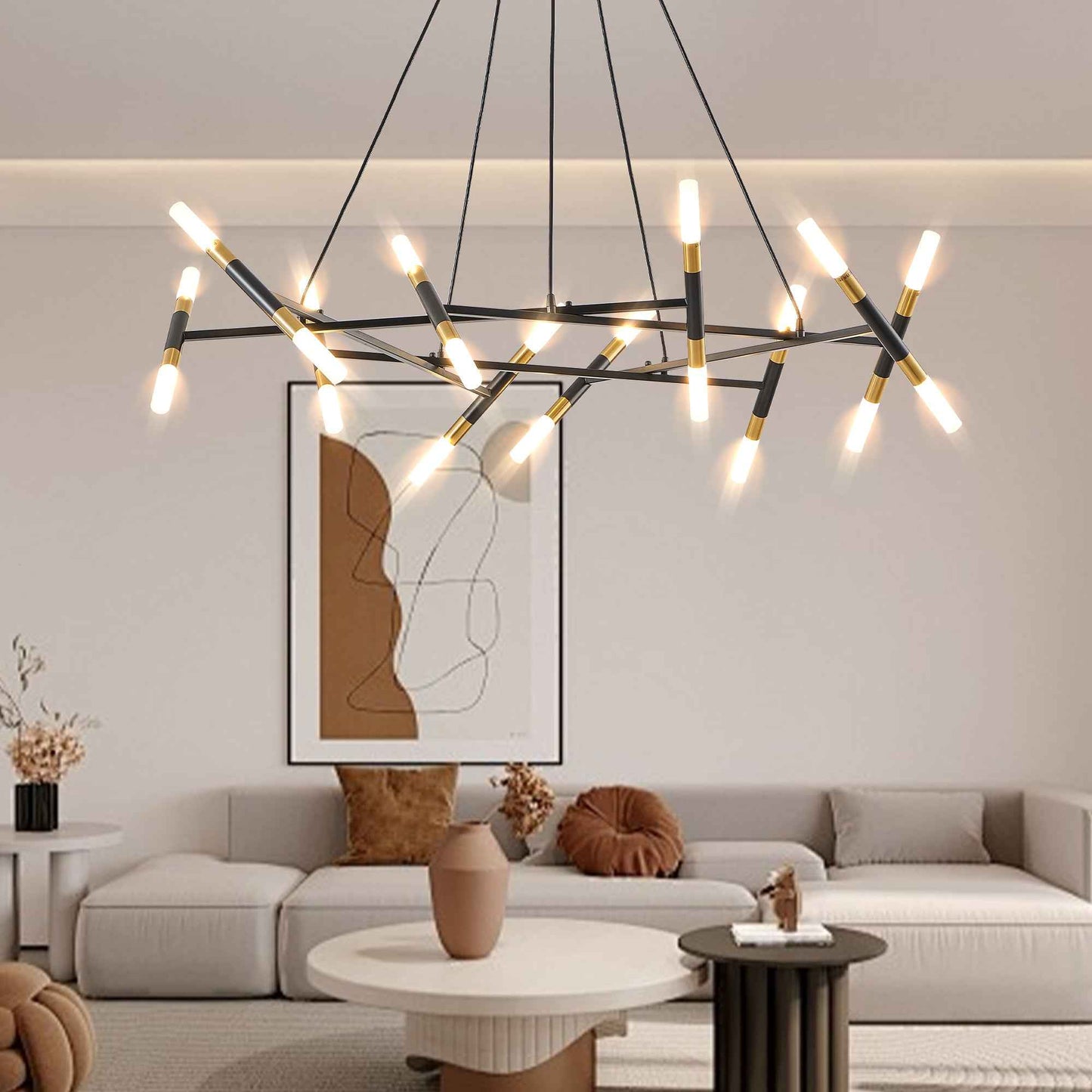 Iresta Modern LED Chandelier | 10 Light Sources | Black - Default - chandeliers