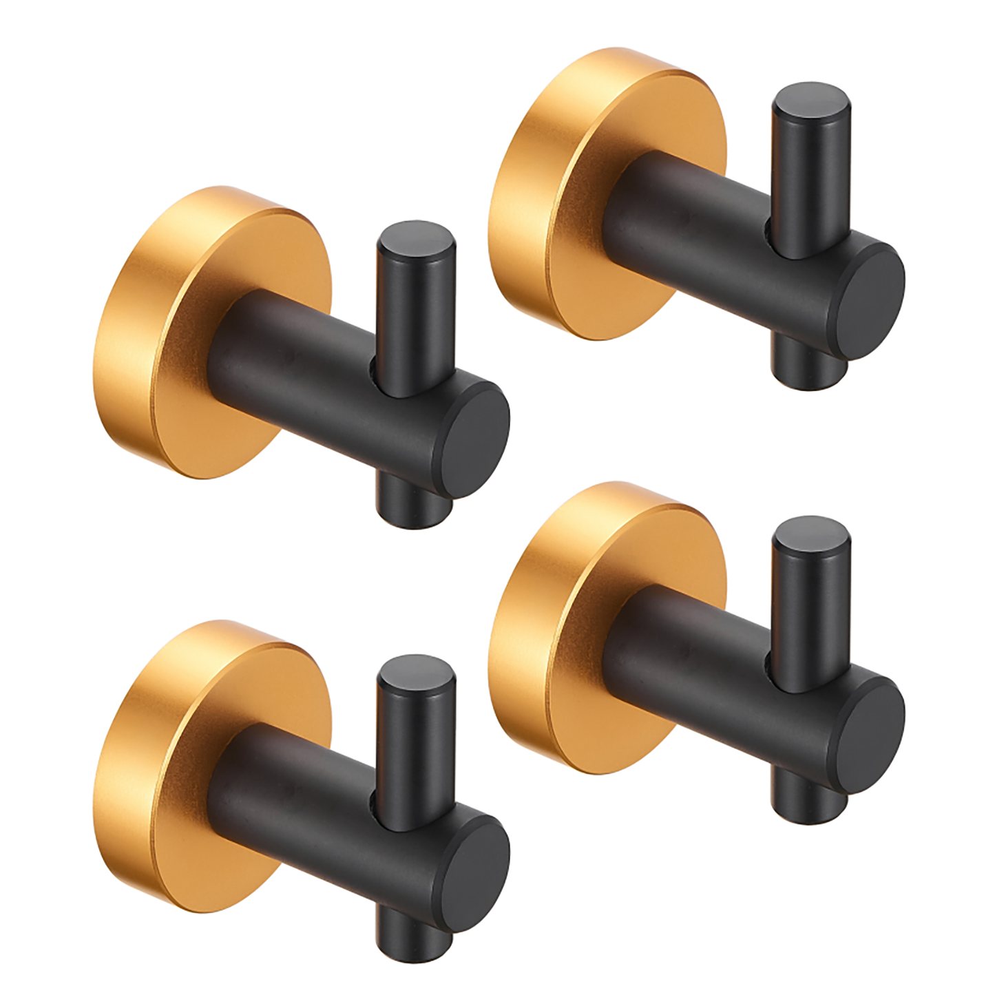 Nallav Premium 4-Pack Wall Hanging Hooks | Black & Gold - Default - bathroom accessories