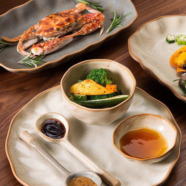 New Creative Luxury Dishes Set High Sense Of Home Use - - beige dinnerware green Plate