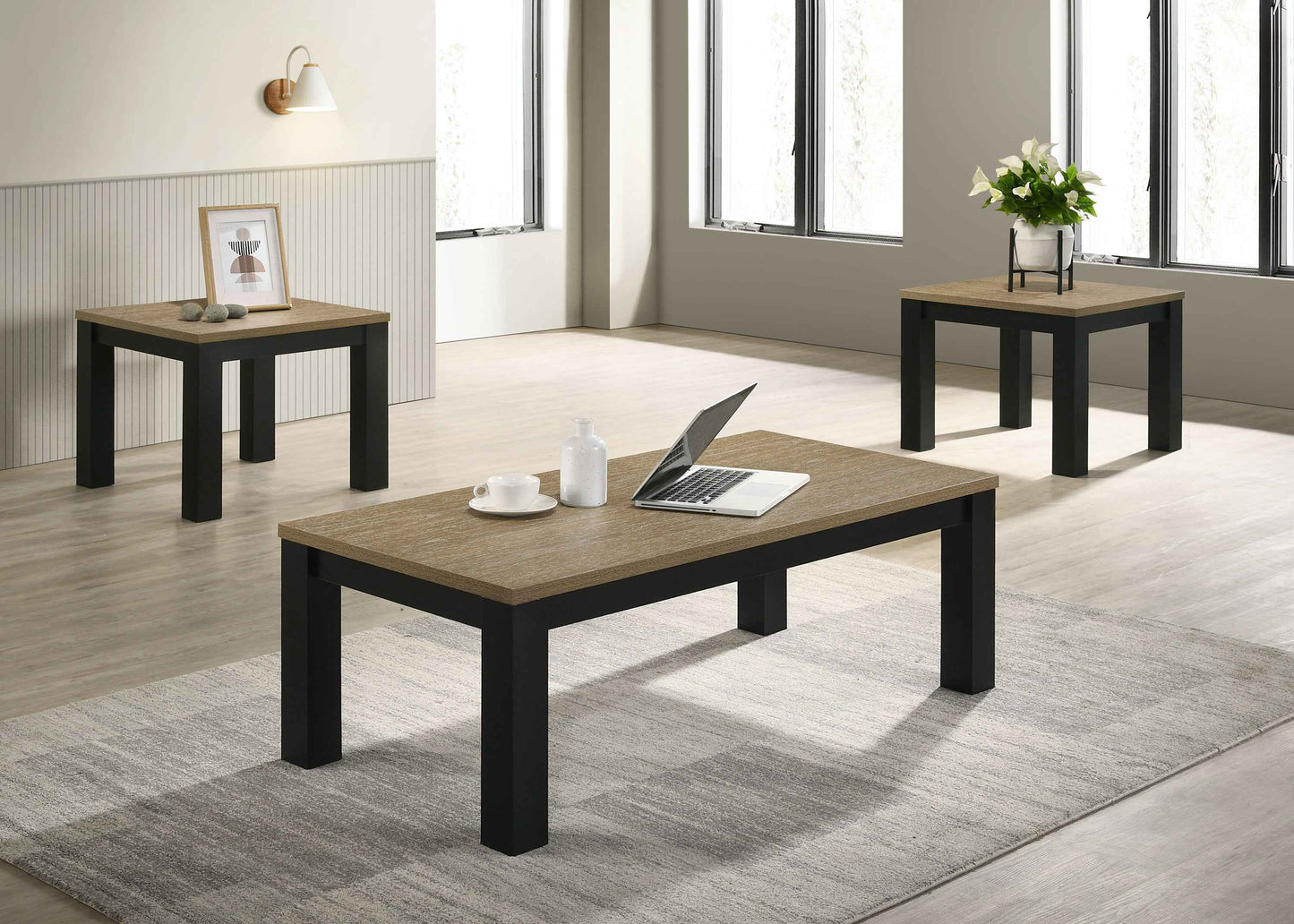 Bakarg 3-Piece Living Room Table Set | Brown & Black - Default - tables