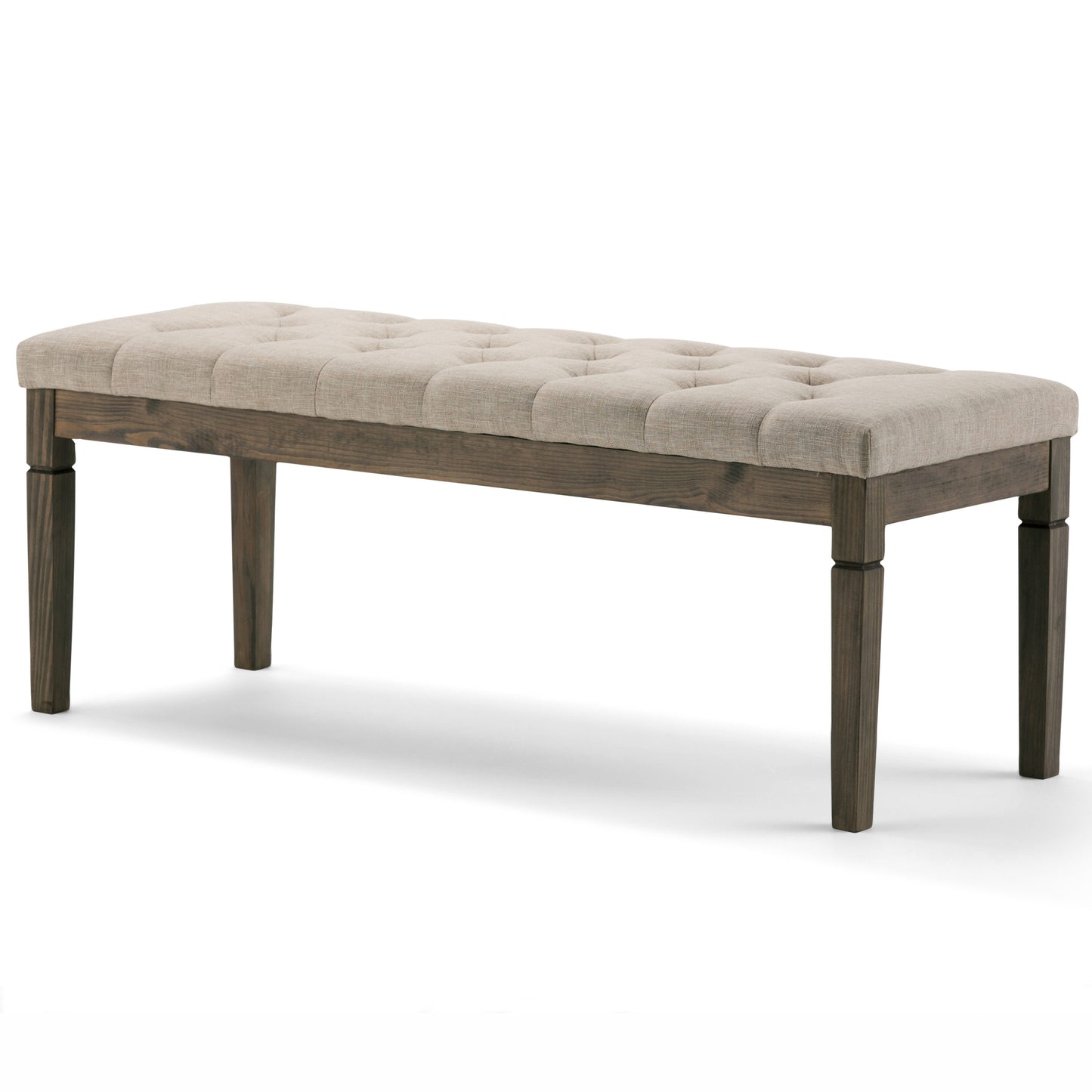 Visinio Tufted Ottoman Bench | Grey - Default - bench fabric light grey Wood