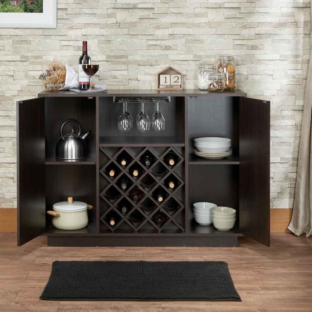 Hazen Wine Cabinet | Espresso Brown - - brown cabinet wood