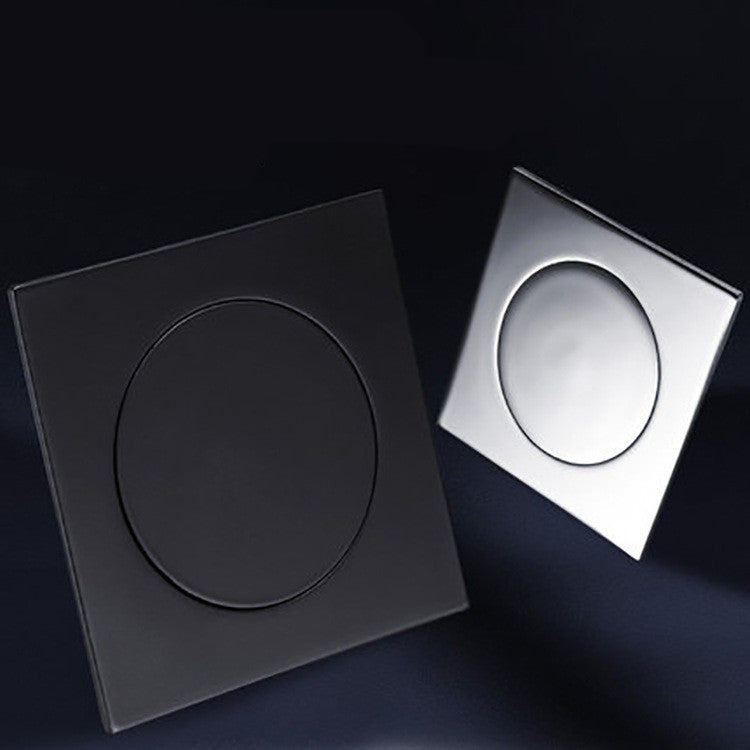 Modern Floor Drain - - black Copper Drainer floor mount silver