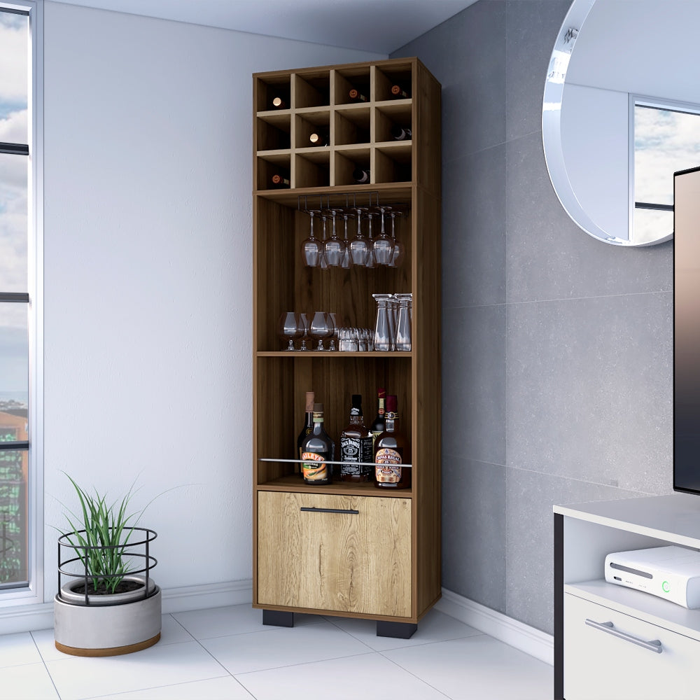 Jackson 12-Bottle Bar Cabinet | Brown - - brown cabinet wood