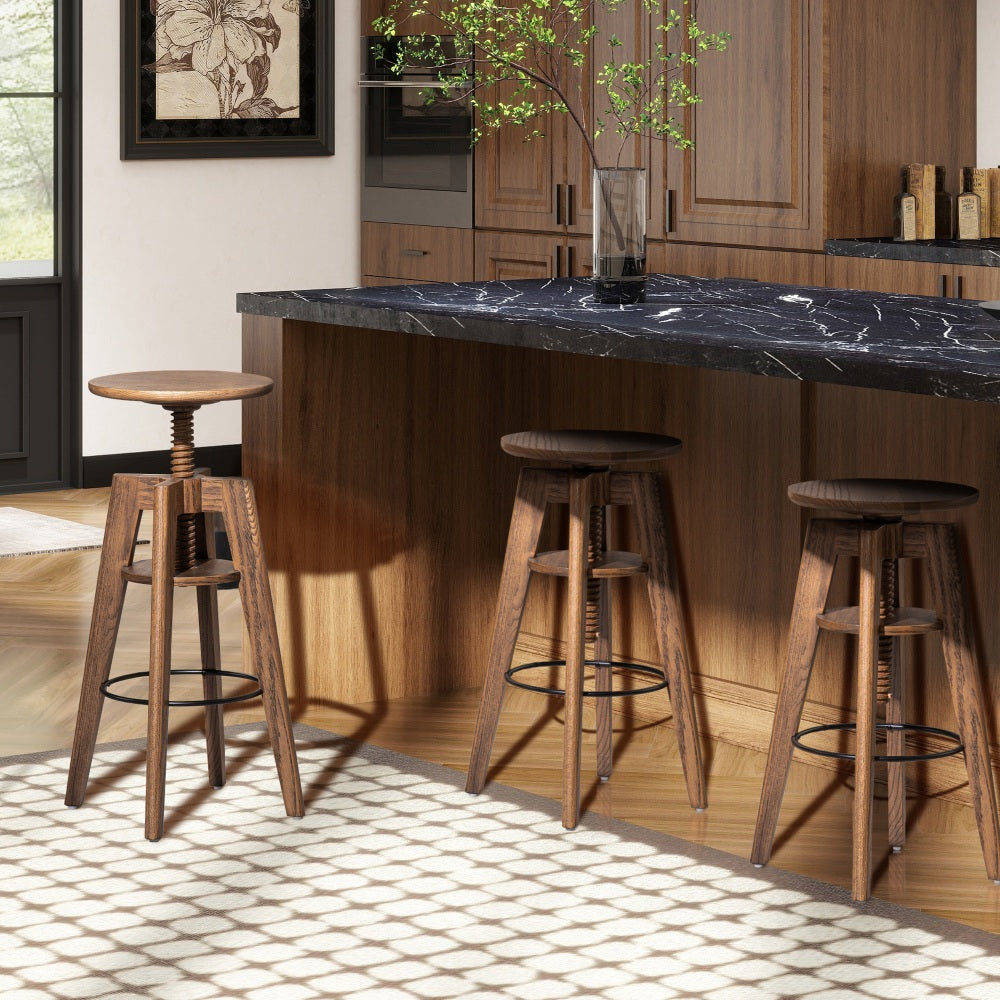 Spencer Minimalist Bar Counter Stool | Walnut Oak Wood - Default - bar stools