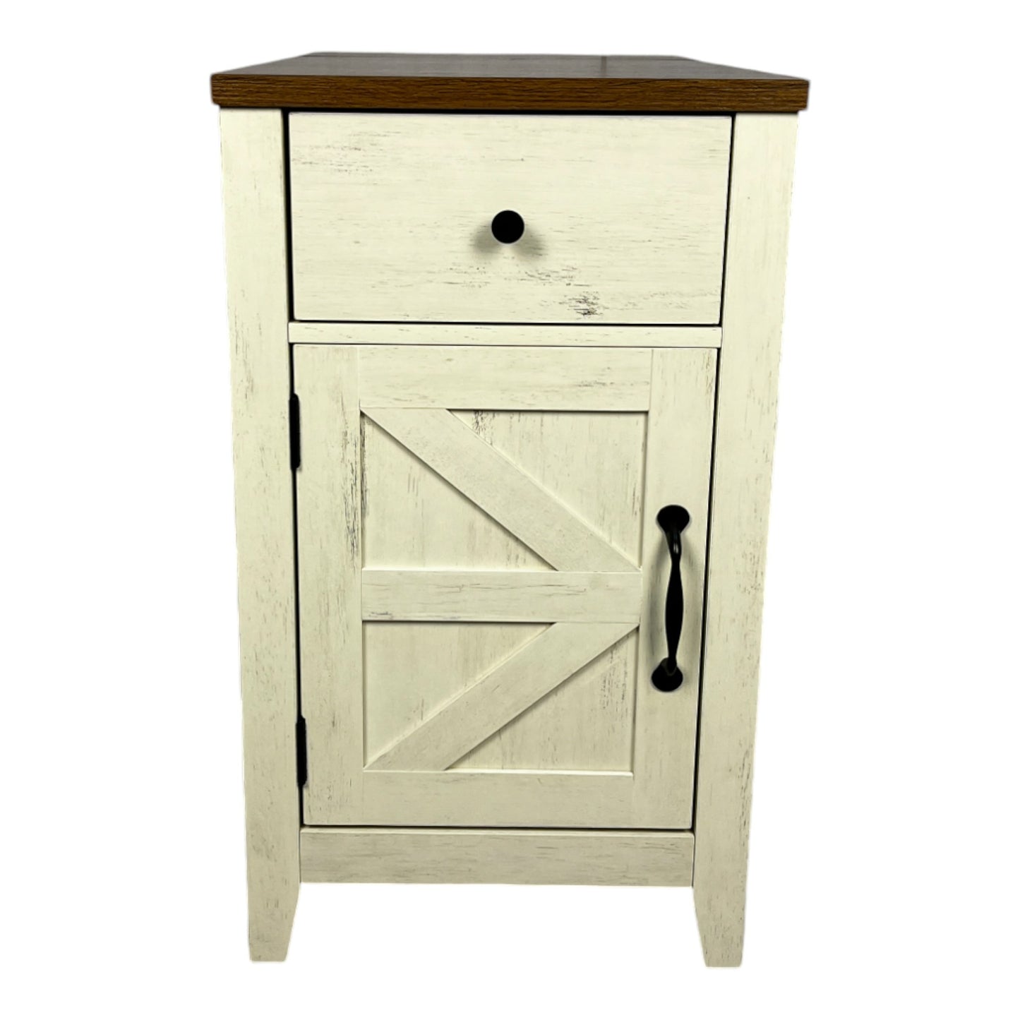 Ollica Farmhouse Nightstand | Brown & White - Default - nightstand