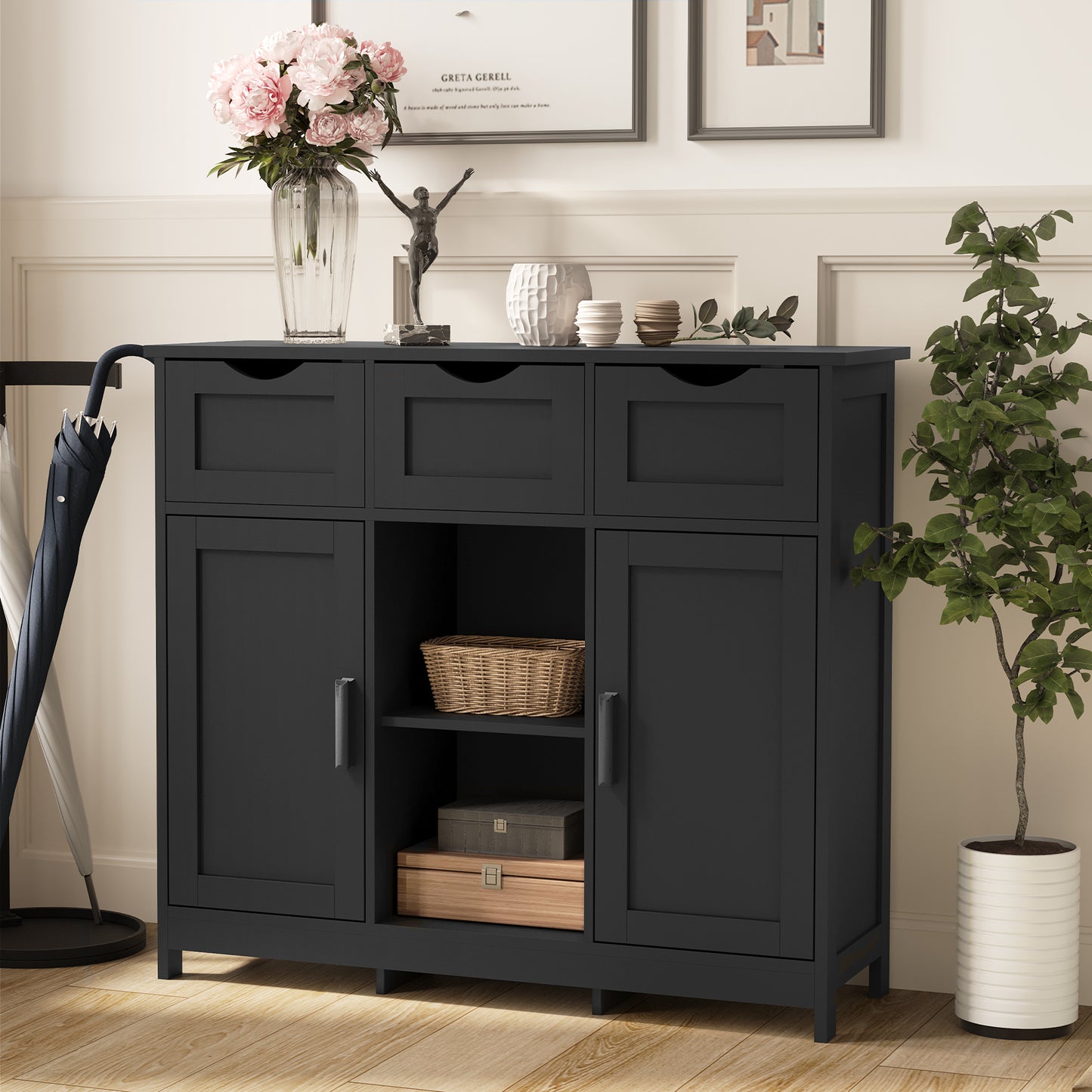 Navuwi Storage Cabinet | Black - - black cabinet wood