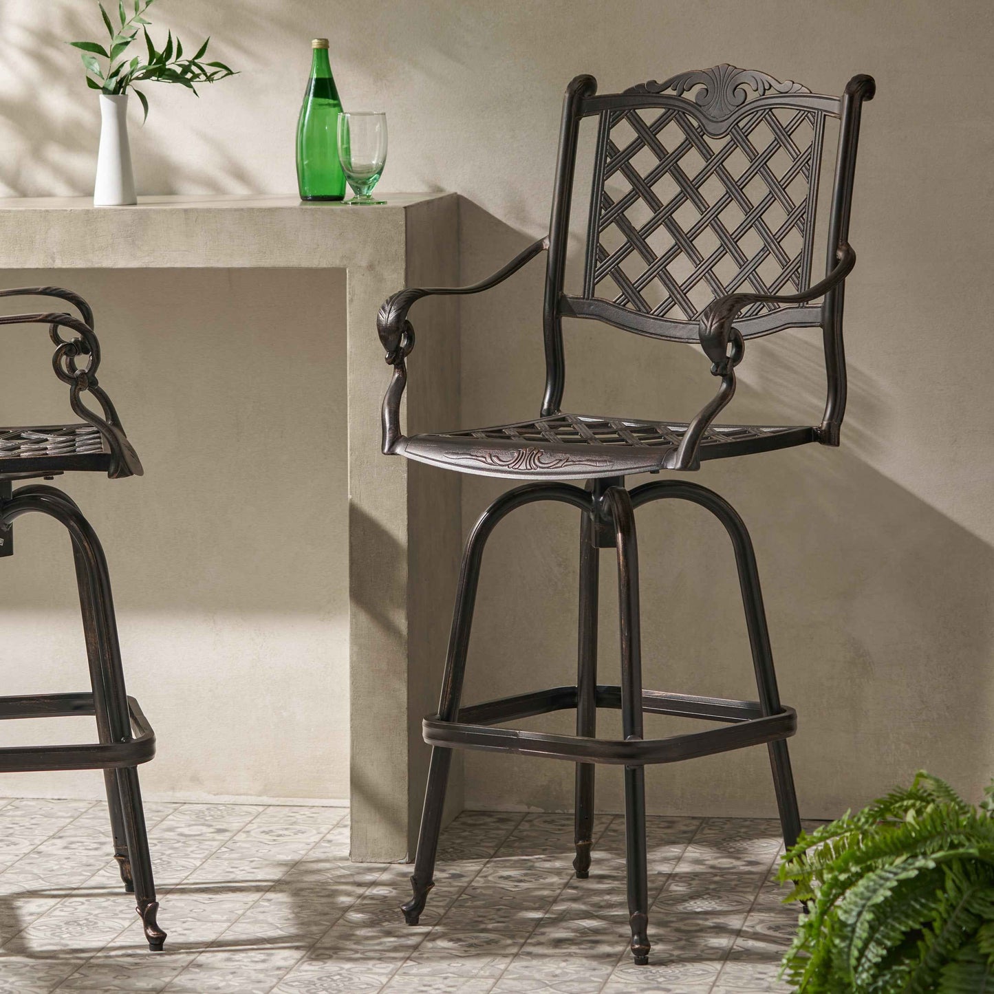 Kiwot Outdoor Metal Barstool | Black - Default - garden furnishing
