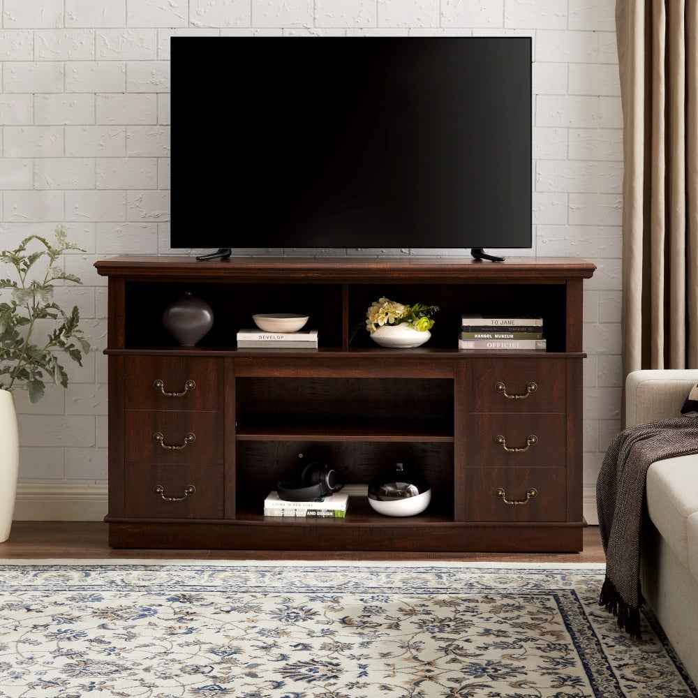 Anthour Retro Rustic TV Media Stand | Rustic Espresso - Default - tv console