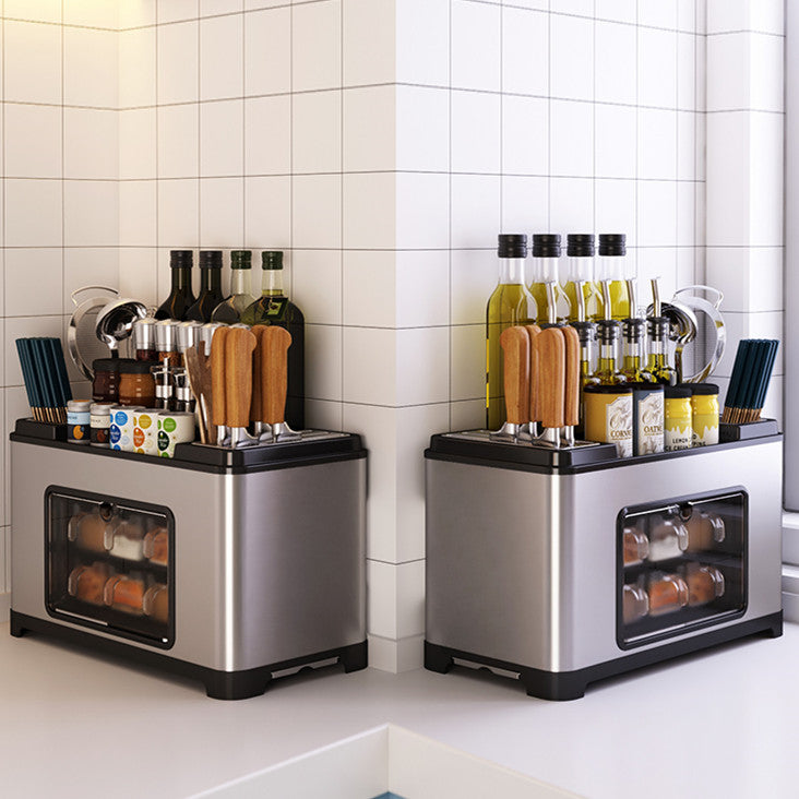 Kitchen Condiment Storage Rack - - black green Rack Rail silver Stainless Steel