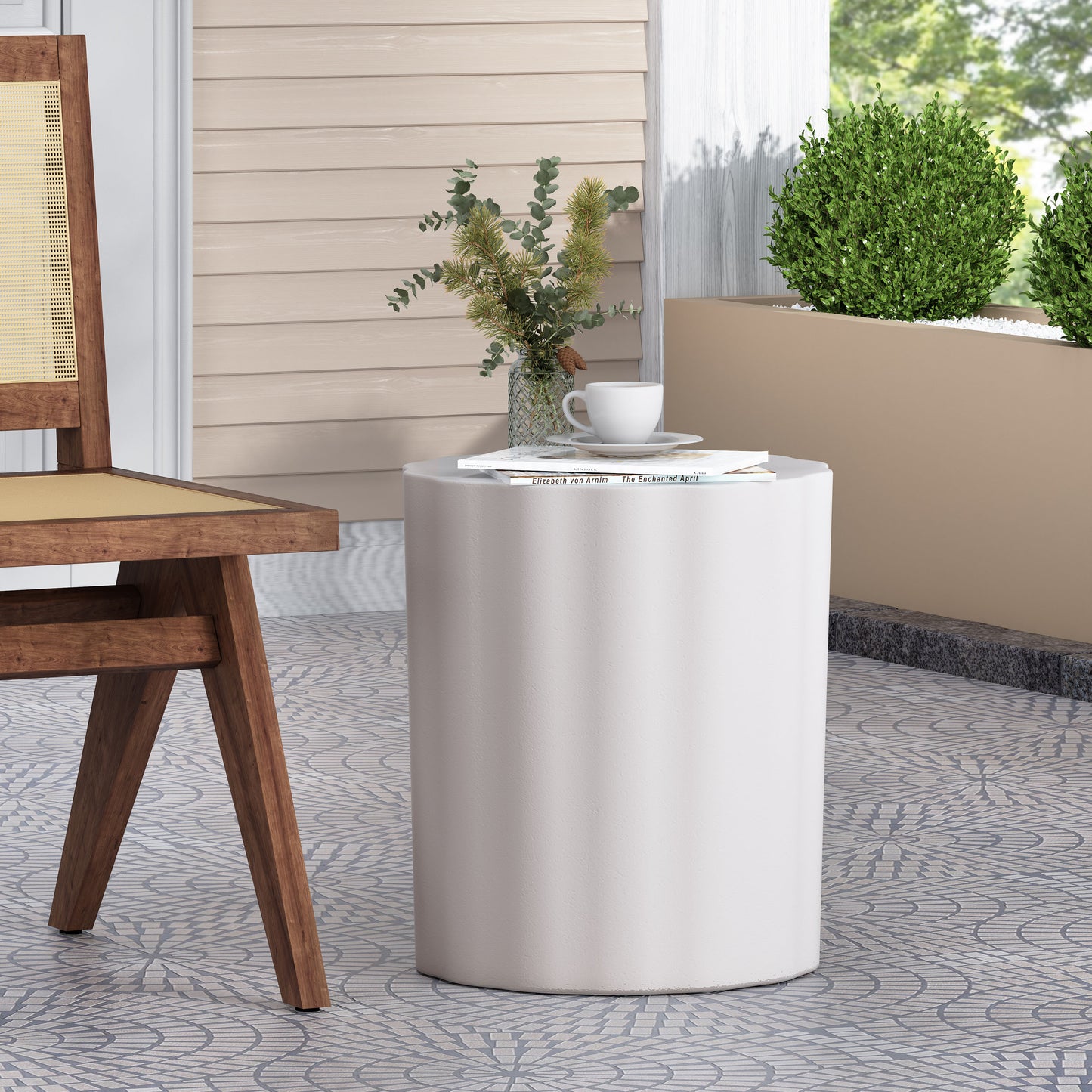 Sito Outdoor Concrete Side Table | White - Default - garden furnishing