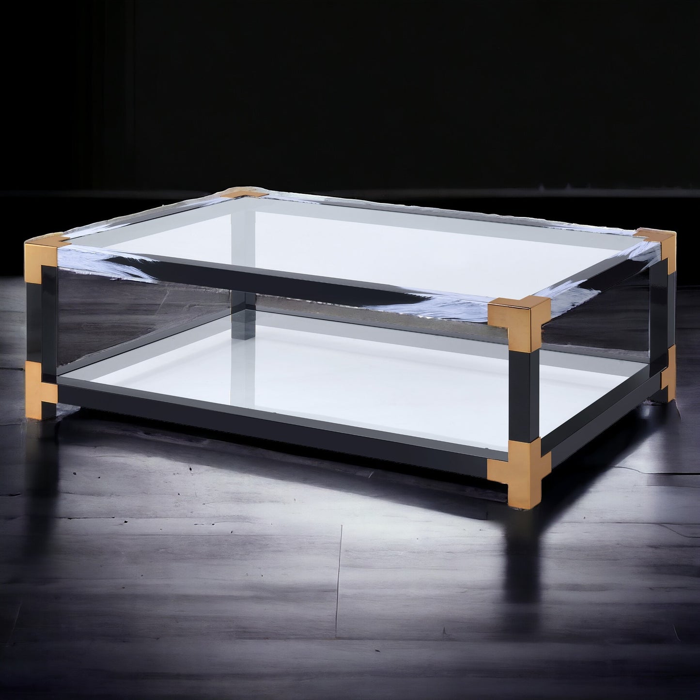Ralayo Stylish Coffee Table | Brushed White - Black - Gold - - tables