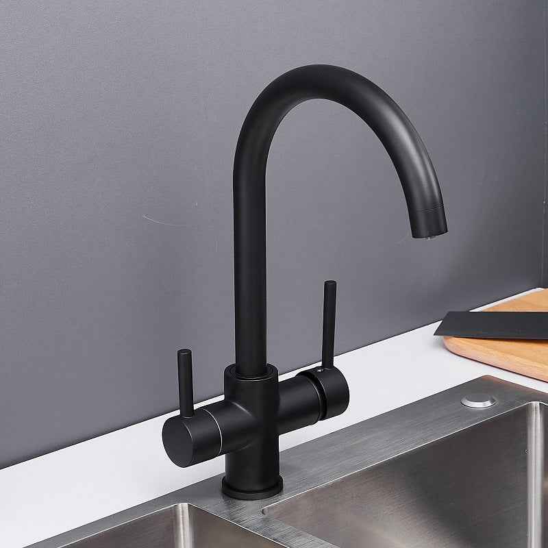 kobo Dual-Handle Kitchen Faucet - Black - black brushed silver chrome silver dual handle silver