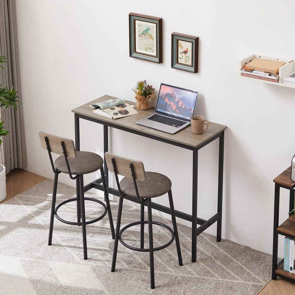 Lentus Small Bar Table Set | Rustic Gray & Black - Default - bar table set