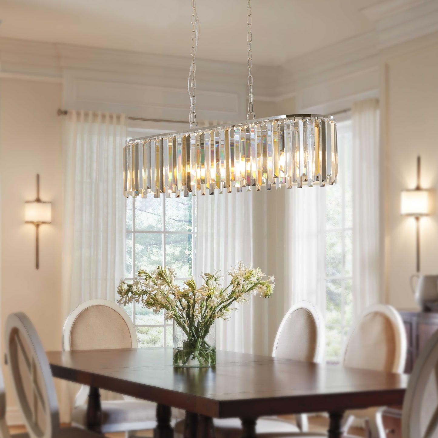 Nelosa Chrystal Chandelier | 8 Light Sources | Silver - Default - chandeliers
