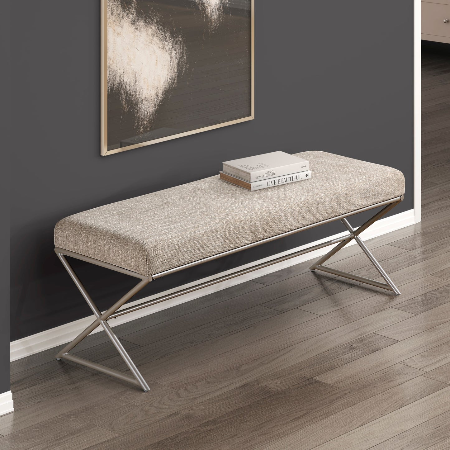 Vulane Contemporary Entryway Bench | Champagne - Default - bench