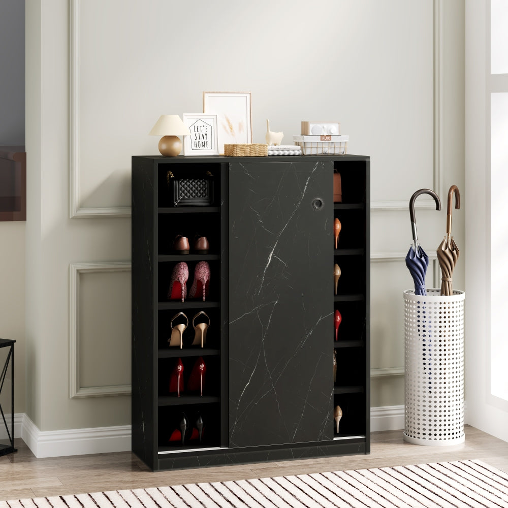 Lesoto Marble Shoe Cabinet | Black - - black cabinet wood